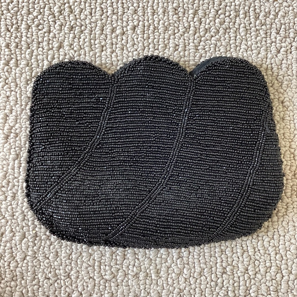 Vintage Black Beaded Evening Bag Clutch